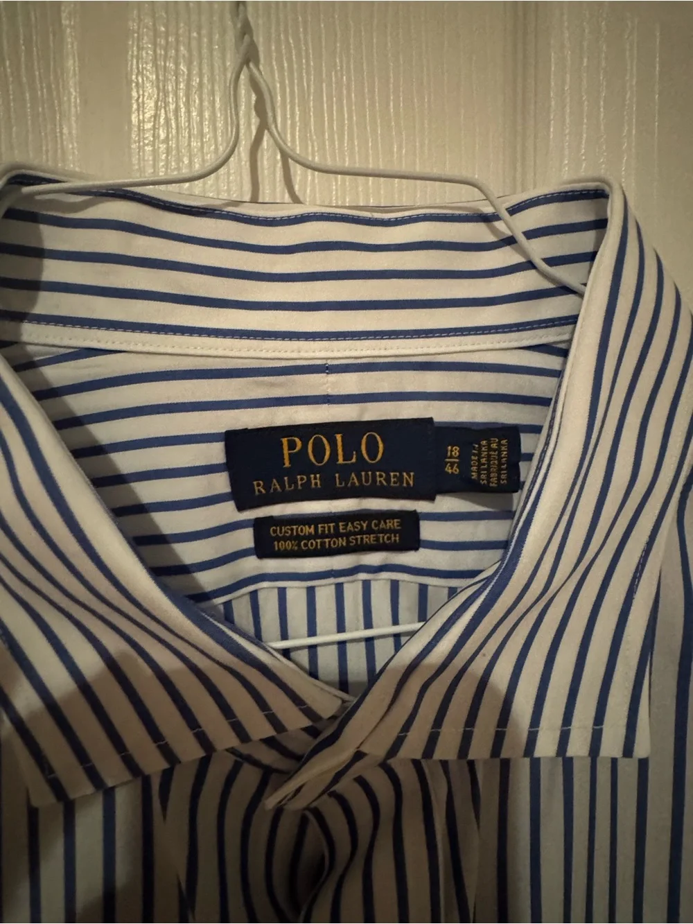 Polo by Ralph Lauren White Shirt with Blue Pinstripes